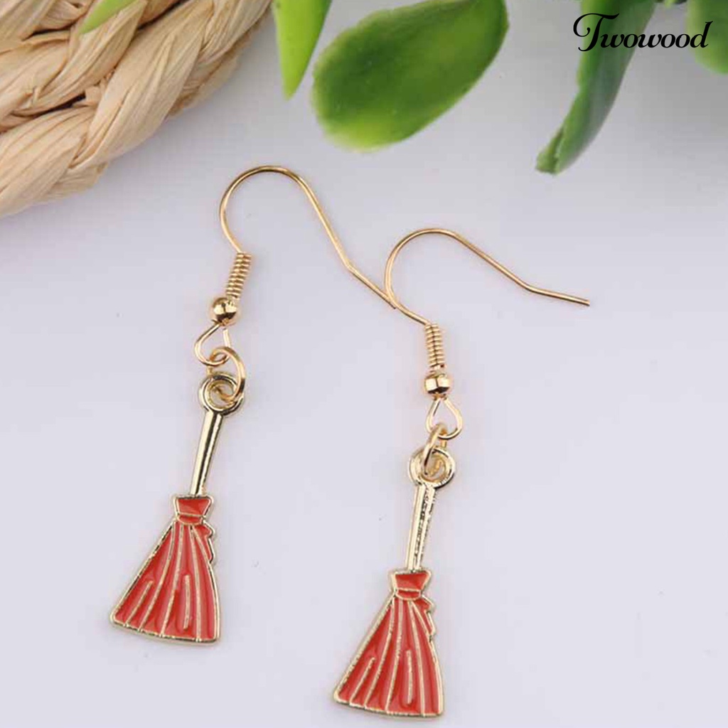 1 Pasang Anting Kait Desain Labu Halloween Bahan Alloy Untuk Pesta