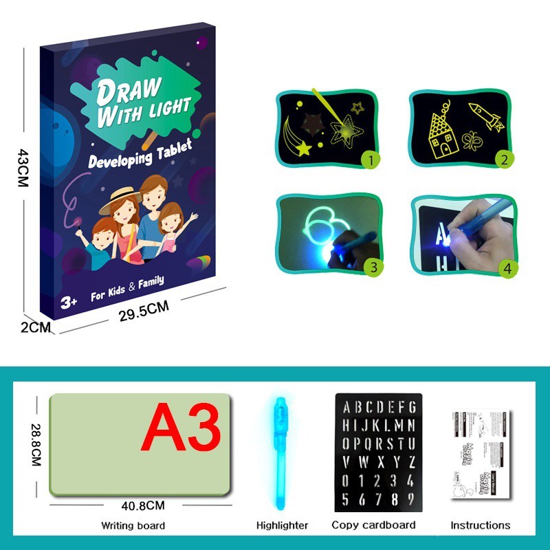 Draw With Light Fun education drawing magic board mainan papan tulis led edukasi kreatifitas anak