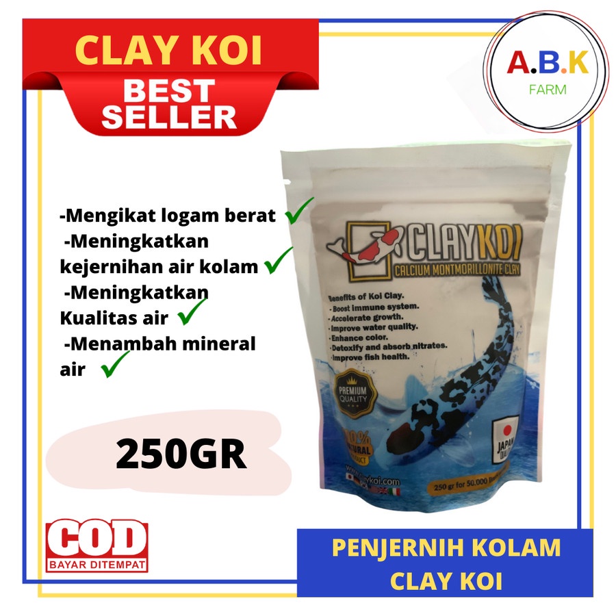 Jual Clay Koi Claykoi Calcium Montmorillonite Clay Penjernih Kolam Koi Bakteri Probiotik