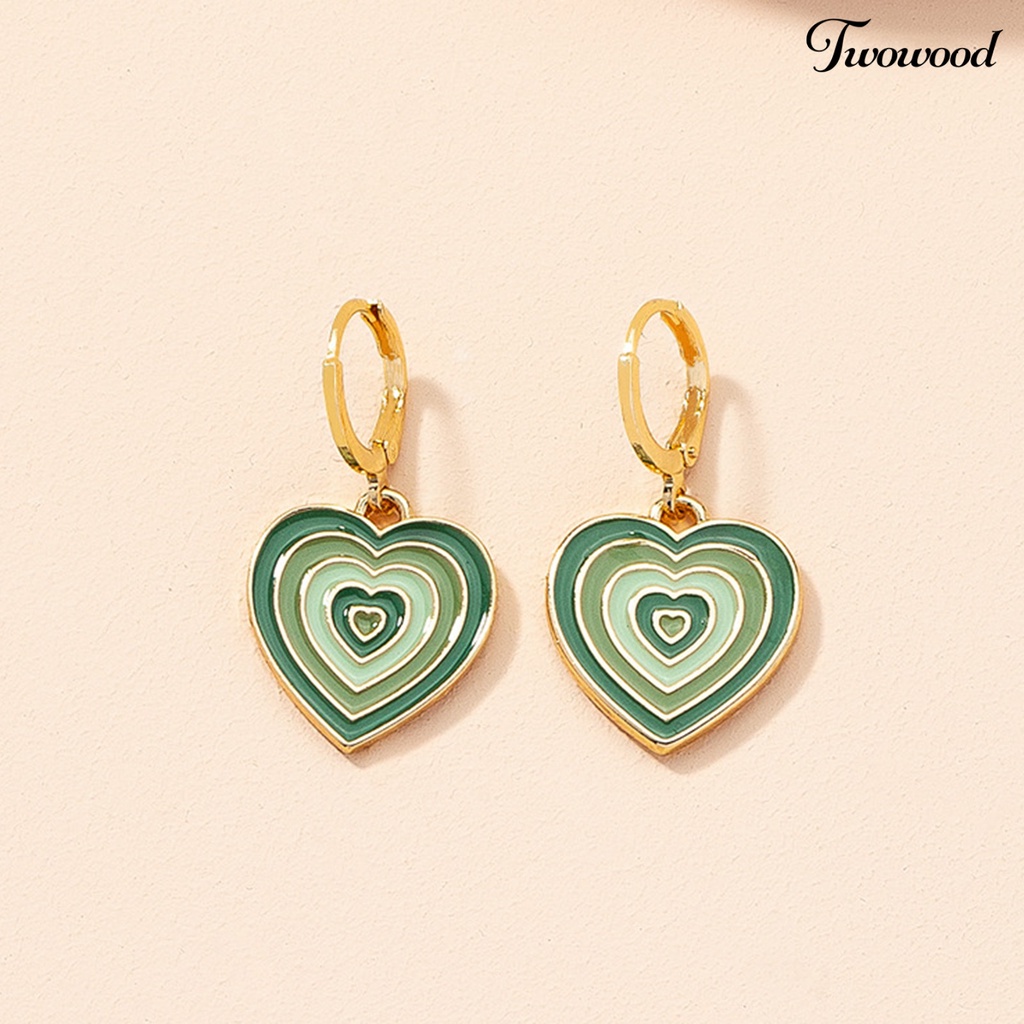 1 Pasang Anting Stud Multi Layer Bentuk Hati Untuk Kencan