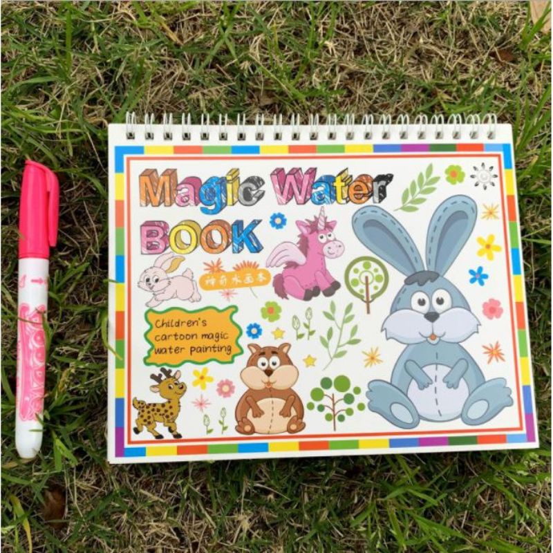 Magic Water Book Color Buku Mewarnai Menggambar Ajaib dengan Pena isi Ulang-Si Kelinci yang Bak