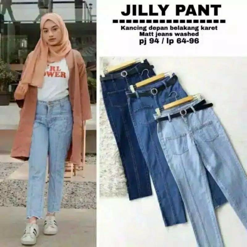 Celana Jeans Wanita / Baggy pants Jeans / Lilla Jilly Pants Denim / Celana Jeans Snow Wanita