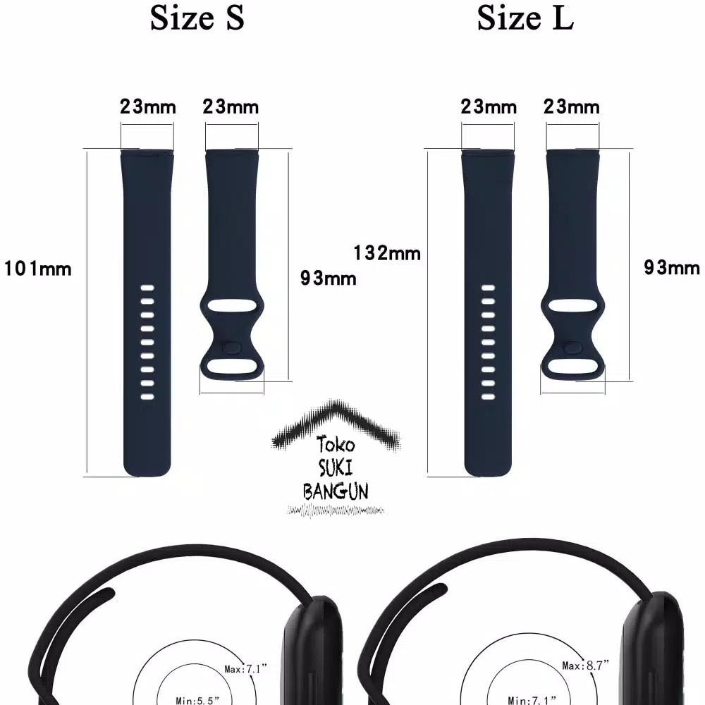 TALI JAM Sense / Sense 2 / Versa 3 / Versa 4 Rubber Silicone PLAIN Watch Band Strap