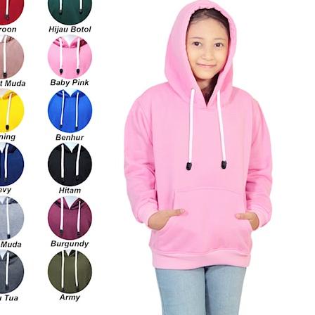 DISTRO GENESIS Jaket Hoodie Hudi Anak Cewek Cowok Polos Usia 5 6 7 8 9 10 11 12 Tahun Warna Kuning C