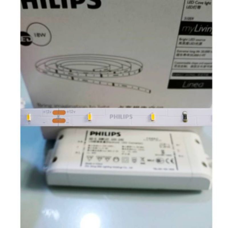 Led Strip Philips 5 Meter My Living Linea 18 Watt Dengan Trafo/Tanpa Trafo 31059 Warna Kuning (Warm White) 3000K/Travo Lampu Electronic Transmover Philips ET-E 10