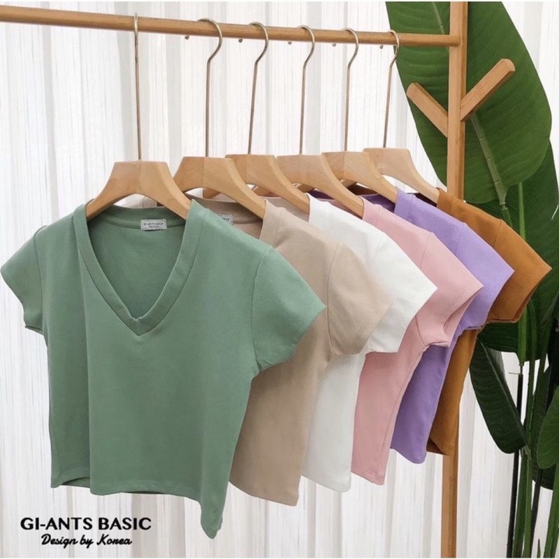 GSC -Desy Atasan Crop V-Neck Dessy /  Kaos Crop wanita