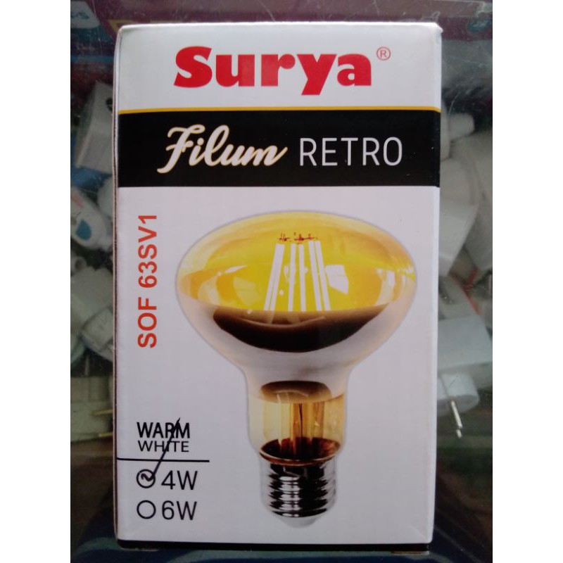 Lampu LED Filamen 4 &amp; 6 Watt Surya Filum Retro, Tubular, Candle, Vintage, Globe