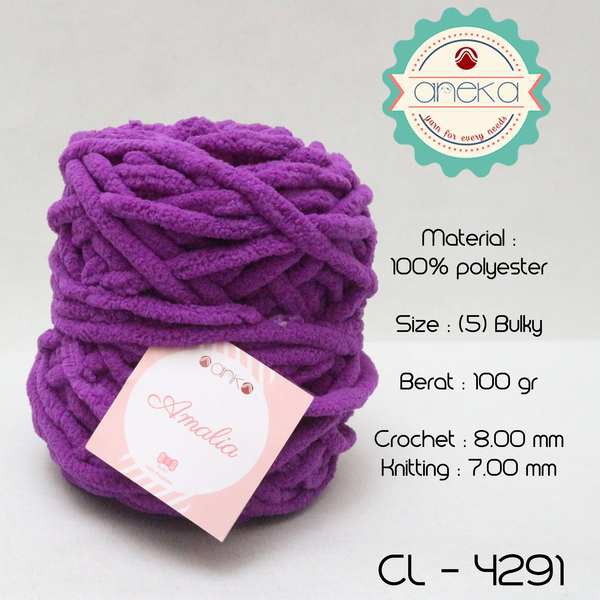 Benang Rajut Chenille Midi Amalia Yarn 4291 Ungu