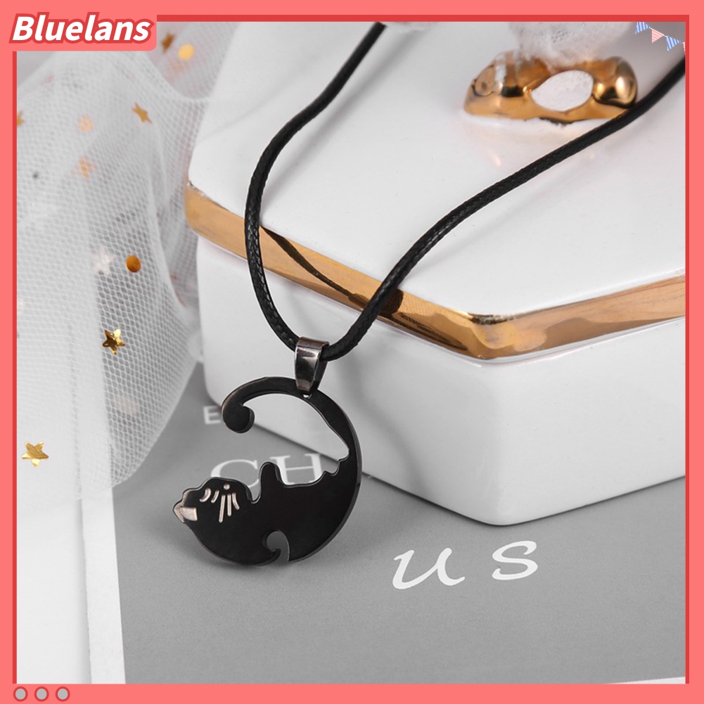 Bluelans 2Pcs Fashion Embrace Cats Pendant Couple Matching Necklaces Jewelry Gift