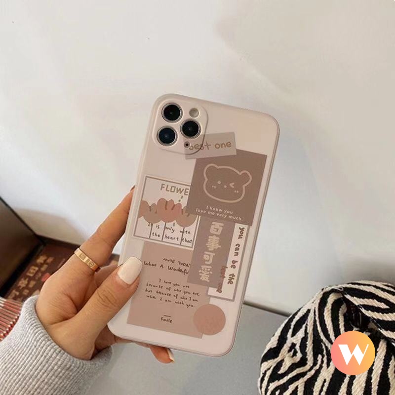 Soft Case TPU Motif Kartun Beruang Untuk iPhone 11 12 13 Pro MAX XR X XS MAX 6 6S 7 8 Plus SE