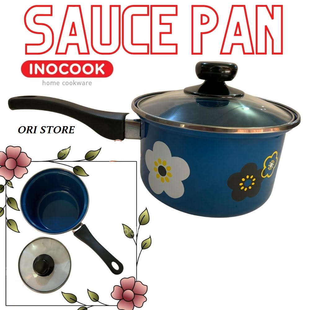 sauce pan 18cm enamel bunga sakura / Panci Enamel 18cm / Panci Susu Enamel 18cm / Sauce pan rebus enamel / Panci Rebus / Panci Gagang