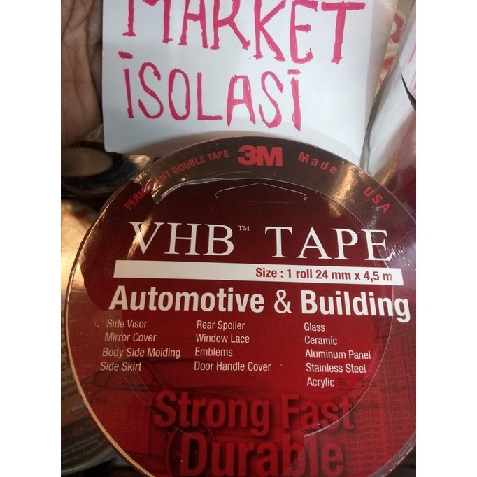 

BOLEH DROPSHIP Double Tape/Perekat VHB 3M 24mm x 4.5m Merah Original 1inch