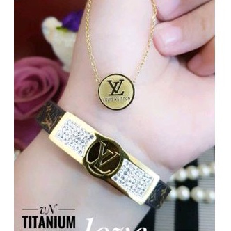 Titanium Set Perhiasan Wanita Gold 48228