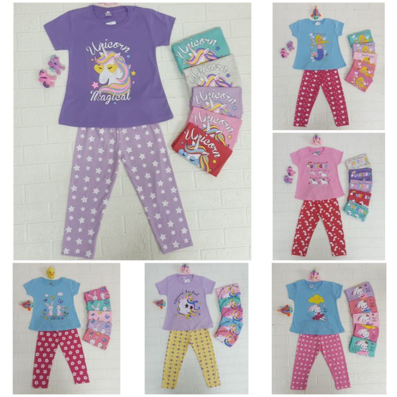 PIYAMA EXIST STAR Piyama Anak Perempuan Bahan Kaos Katun Combed 2 - 7 Tahun