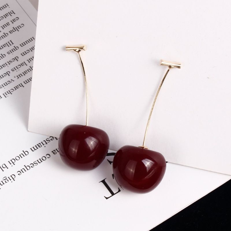 SIY  Sweet Wine Red Resin Fruit Studs Fresh Red Cherry Harvest Stud Earrings Women Fashion Earrings