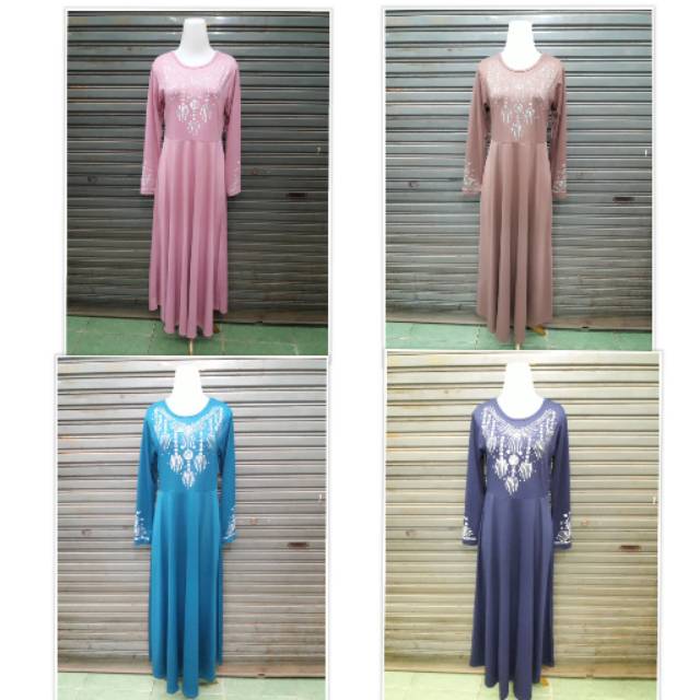 Gamis polos bahan Jersey