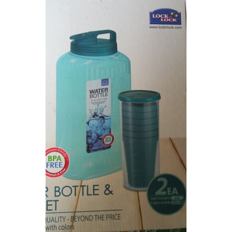 LOCK &amp; LOCK WATER BOTTLE 2,6 LITER SET WITH 7 CUP LIMITED EDITION BOTOL MINUM