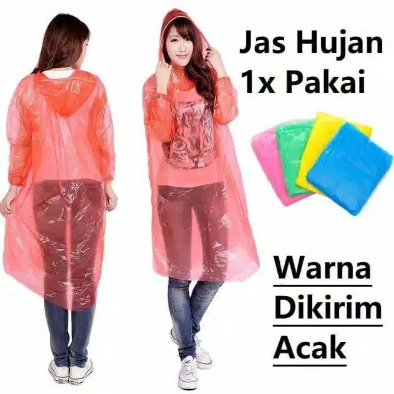 Baju Hujan Darurat Jas Hujan Sekali Pakai Bahan Plastik