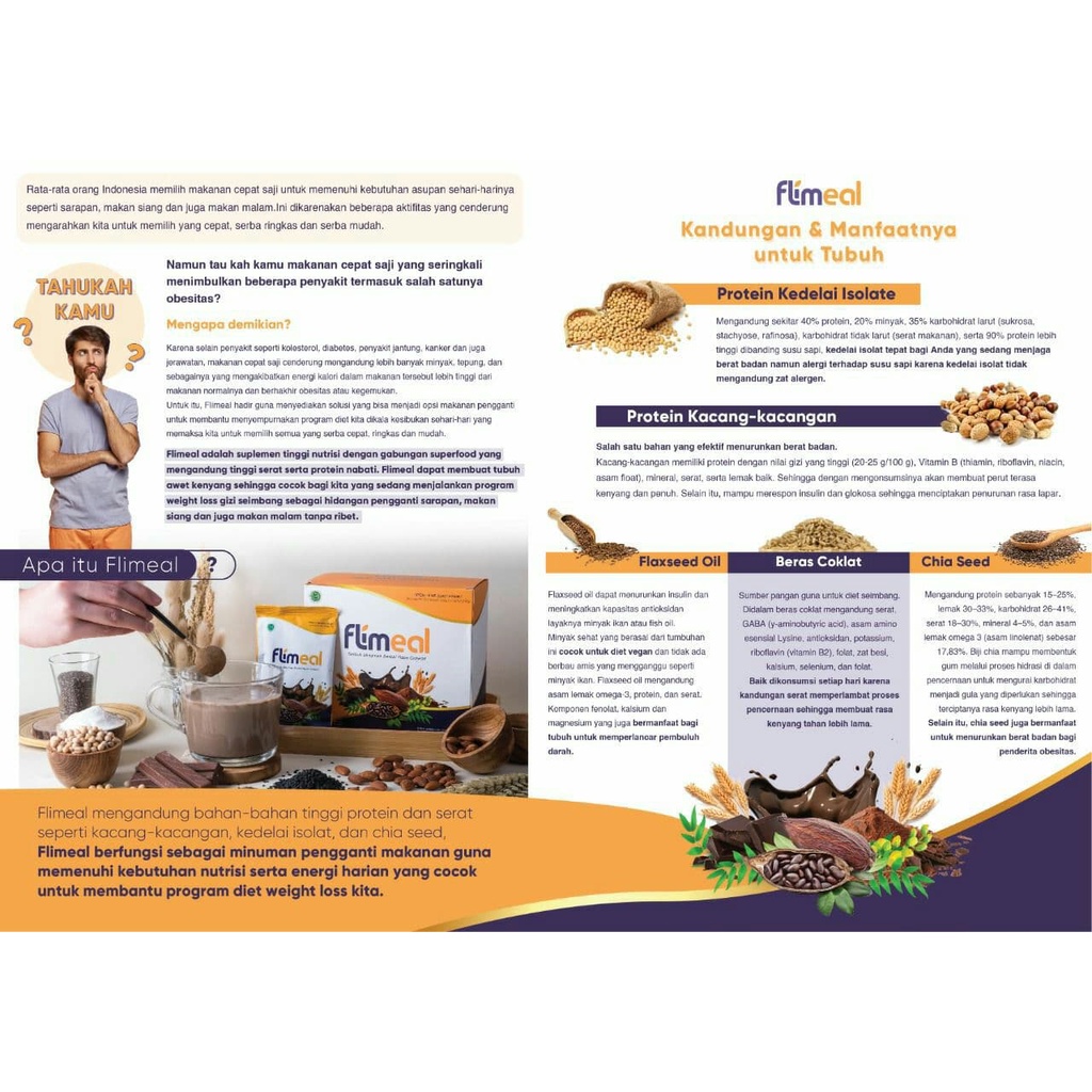 FLIMEAL 1 BOX ISI 16 SACHET PENGGANTI MAKAN DIET HALAL RASA COKLAT ORI BPOM ASLI