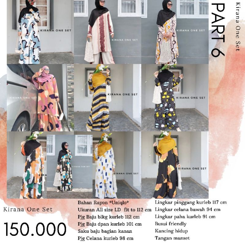 Baju Setelan Katun Rayon Premium Kirana One Set Kulot Tunik LD 112 Busui Friendly Bisa COD Part 6