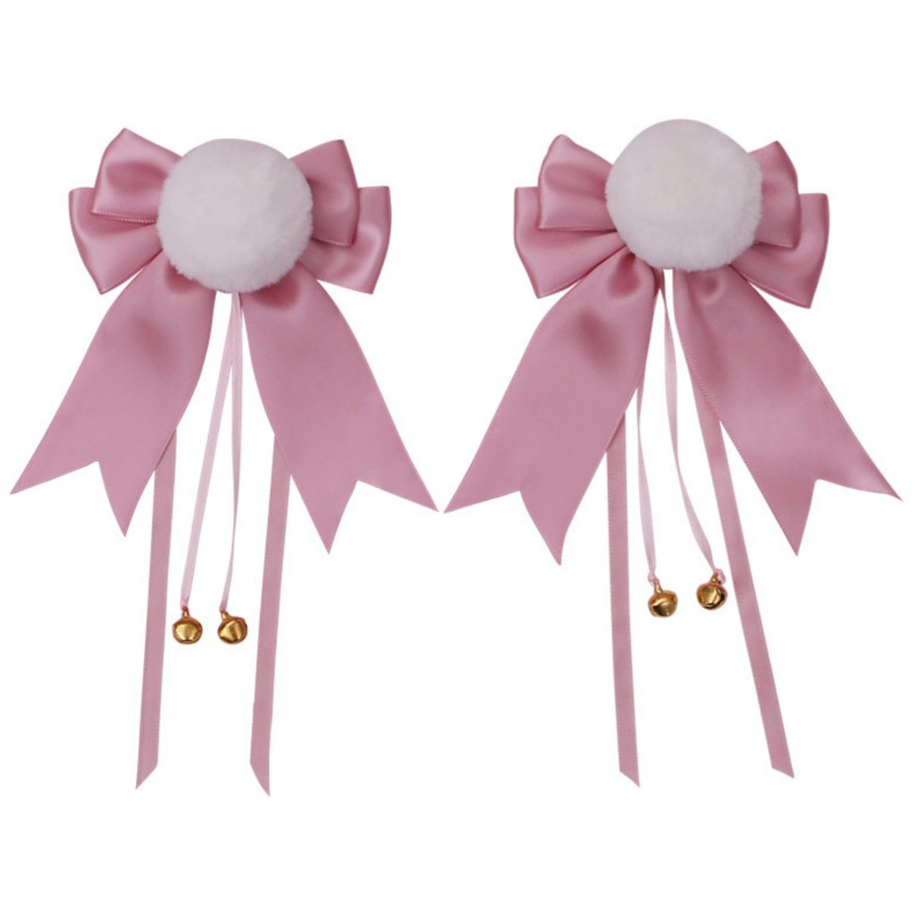 HPPA panda ear hairpin jepitan rambut bulat bulu pita ribbon hairclip jepit kuping nekomimi cosplay