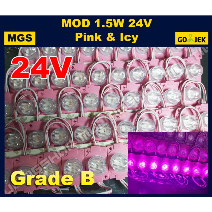 100Pcs Modul LED 1.5w 1 LED 24v - Pink Icy - AAA