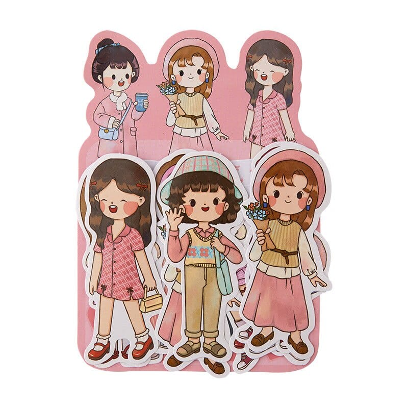 

20PCS GIRL & BOY PAPER DRESS UP CARTOON CUTE STICKER UNTUK DEKORASI HIAS DIARY, JOURNAL