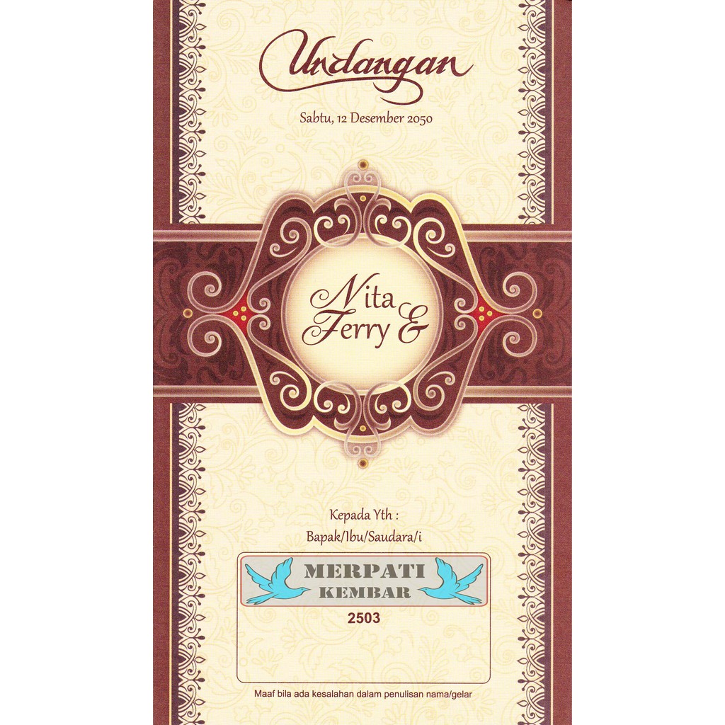 Undangan Murah / Undangan Pernikahan / Udangan Erba 2503