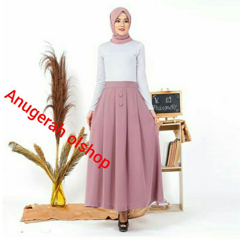 rok husna kancing 2 saku