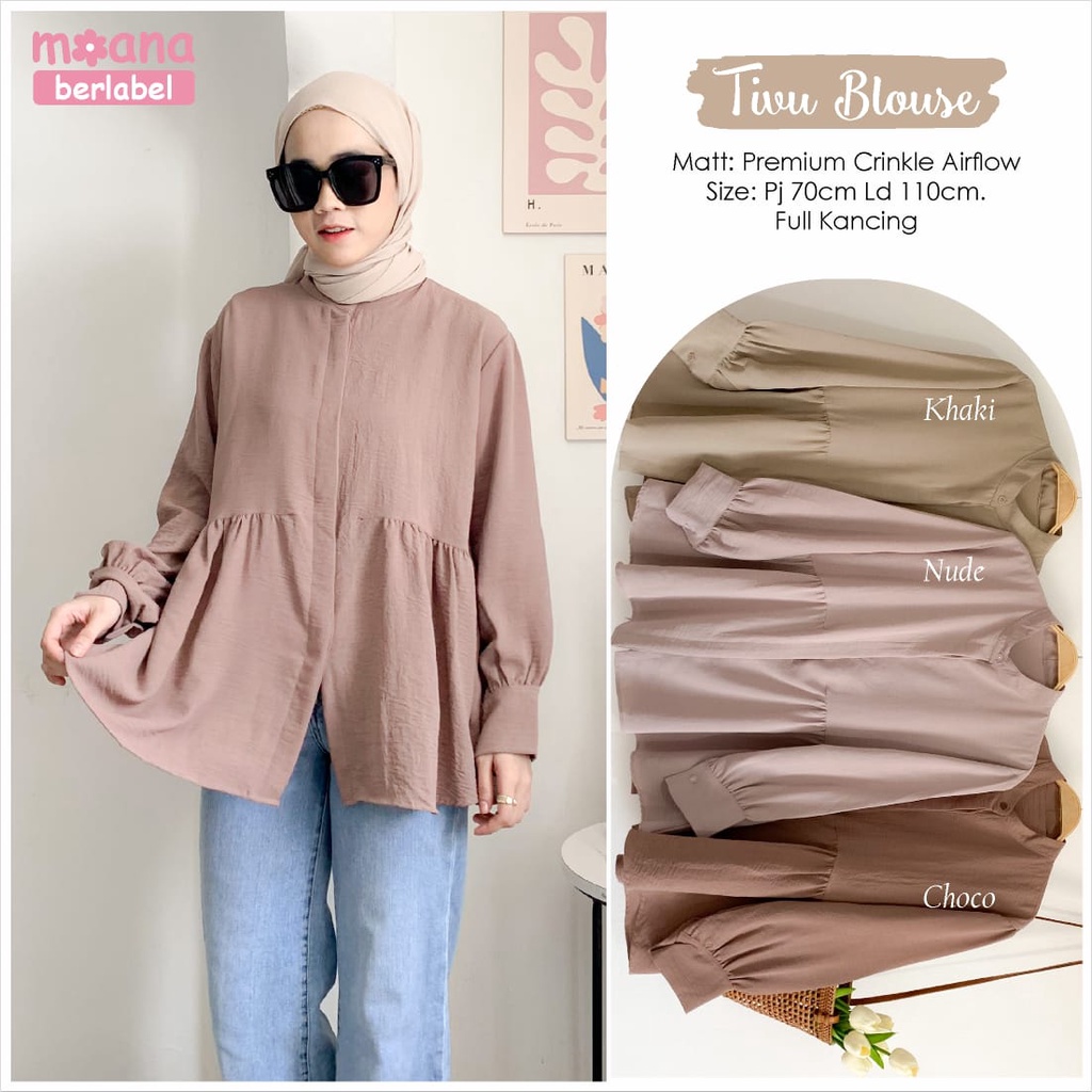[GROSIR] TIVU BLOUSE PREMIUM CRINKLE AIRFLOW ASLI CANTIK ORI MOANA