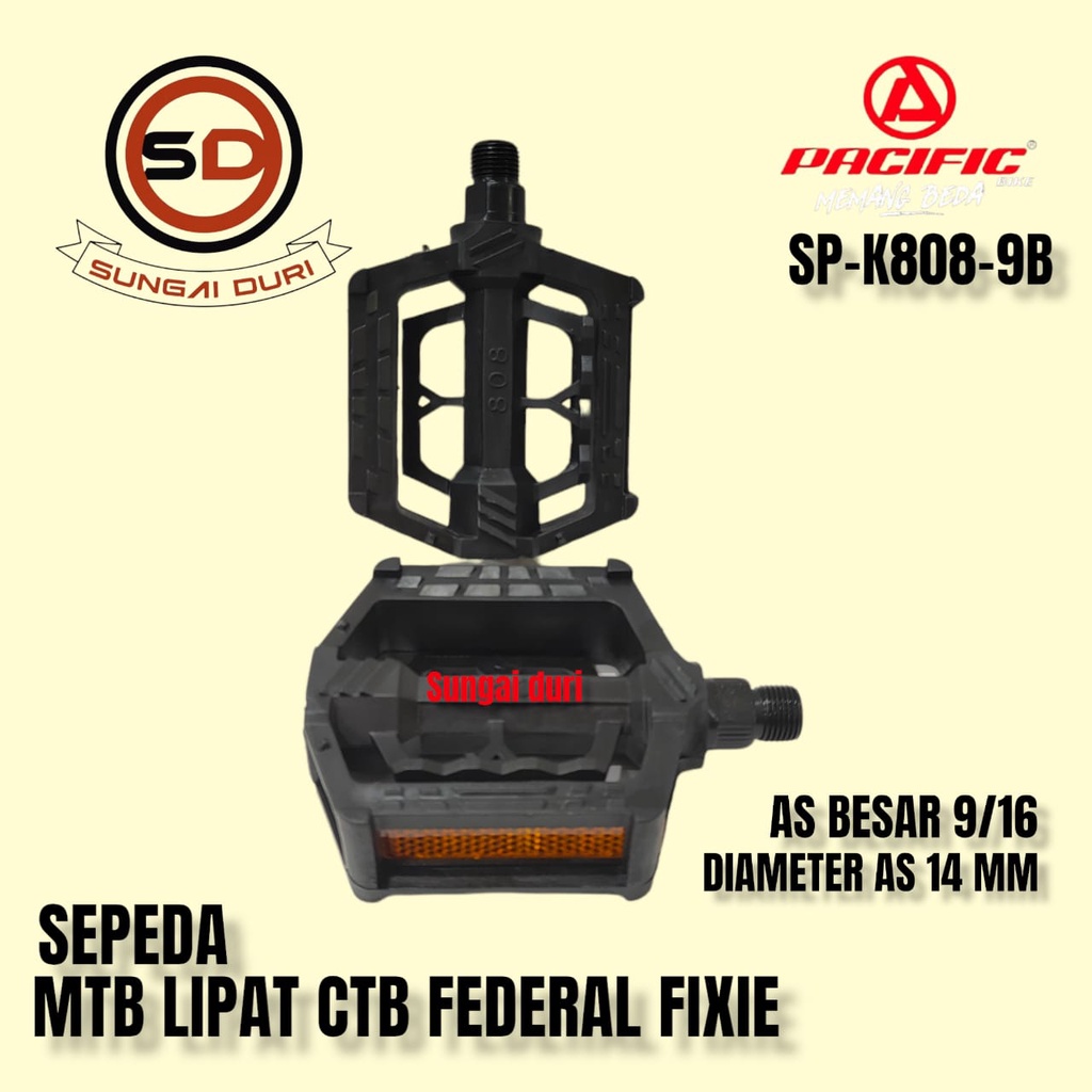 pedal sepeda as besar 9/16 pacific sp-k808-9b