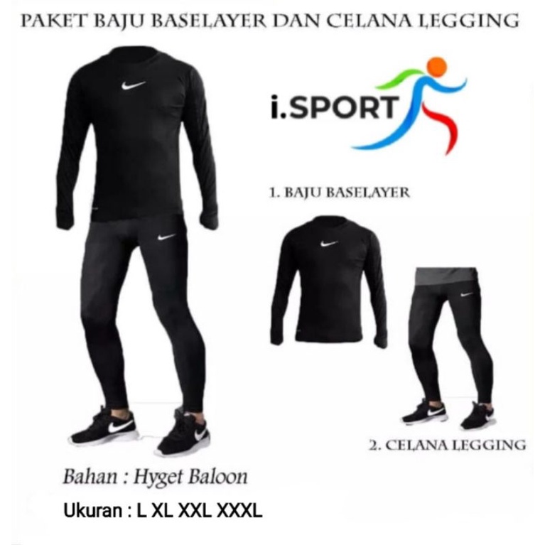 [2Pcs] Manset/Baselayer Panjang &amp; Legging Panjang