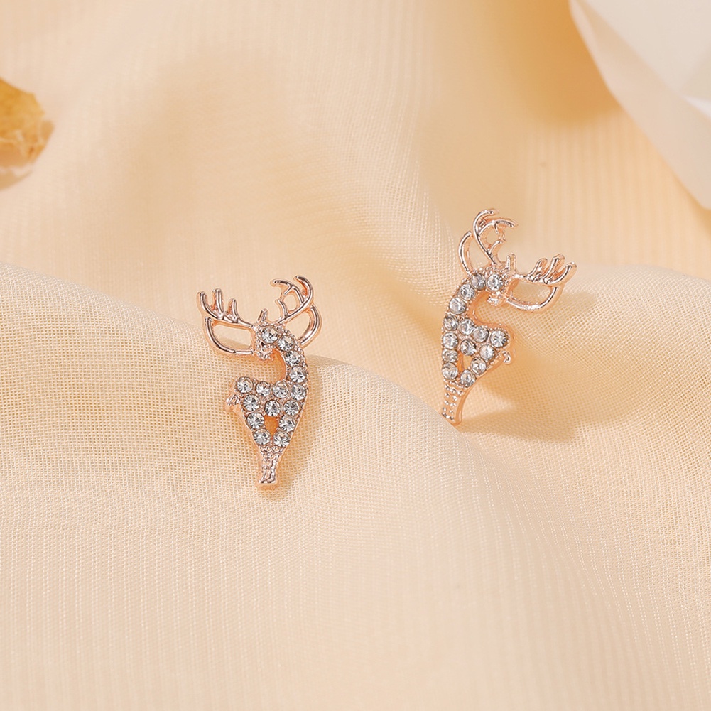 Hu Hu Hu Hu Hu Alat Bantu Pasang Kacamata♡ Anting Tusuk Bentuk Rusa Natal Untuk Wanita