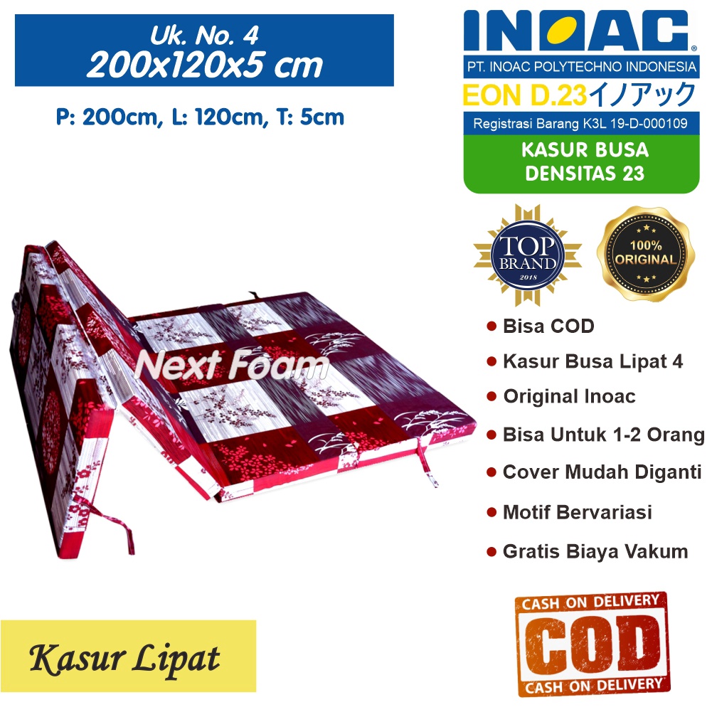 Kasur Busa Lipat Inoac Ukuran No 4 200x120x5 cm Tebal 5 cm EON D23 ORIGINAL INOAC Asli