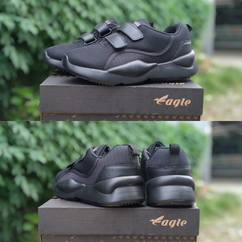 Sepatu Sekolah Anak Hitam Polos Eagle Original Full Black Sd Smp Tk Size :32-36