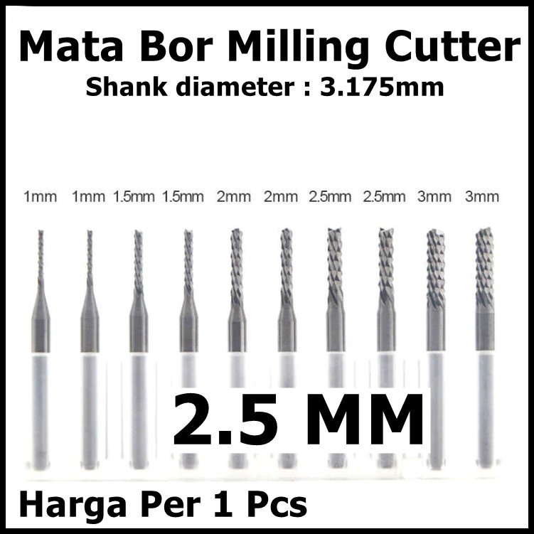 Mata bor PCB milling cutter 2.5mm 2.5 mm Titanium coated CNC Router