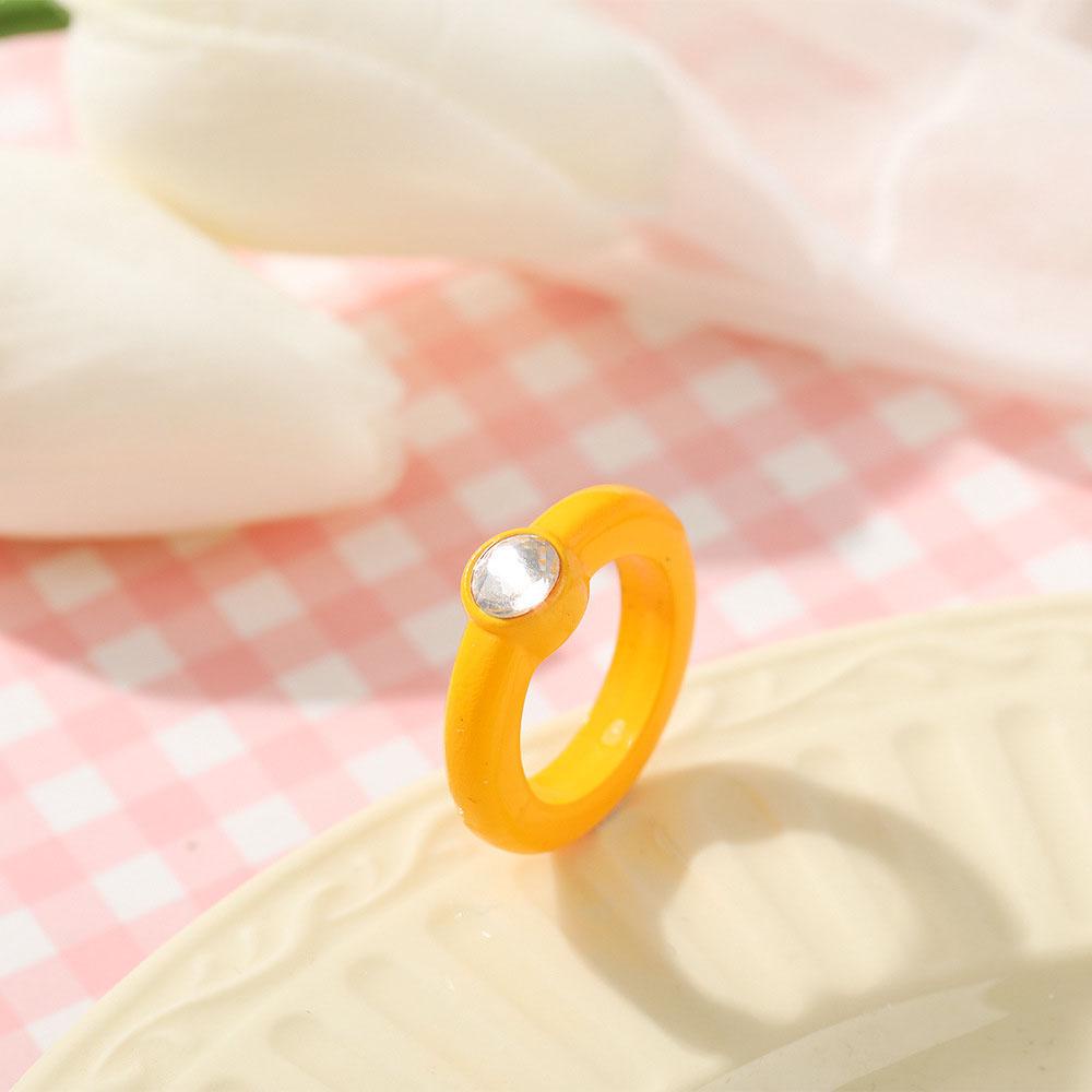 Cincin Jari Kristal Berlian Imitasi 2021 Bahan Akrilik Resin Gaya Korea Untuk Wanita