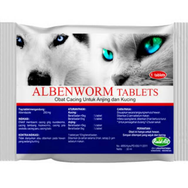 ALBENWORM Tablets obat cacing kucing