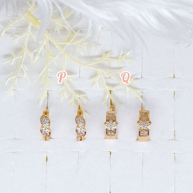 Anting bulet mata zircon lapis mas ♡TIN-10♡