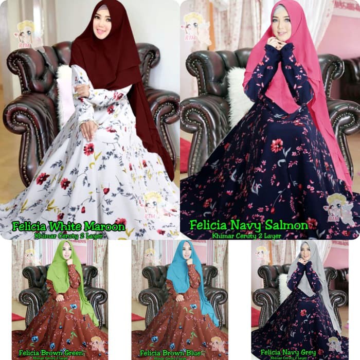 Felly Syari Ld120 Gamis Maxi Dress Jumbo Fit M To Xxxl  Khimar Ceruti