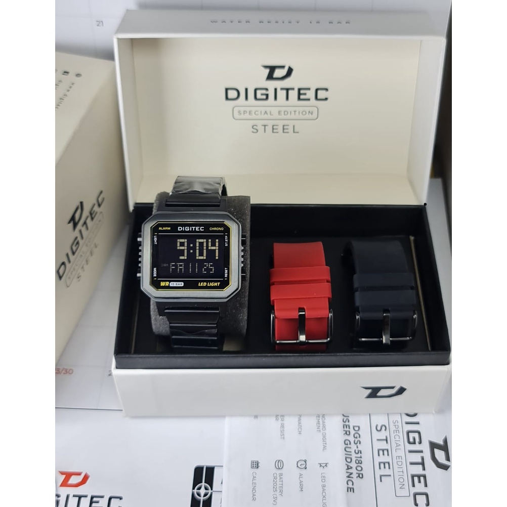 Jam Tangan Pria Wanita Digitec DG-5180 / Digitec 5180 / DG 5180 Original Digital Rantai Free Dua Tali Rubber