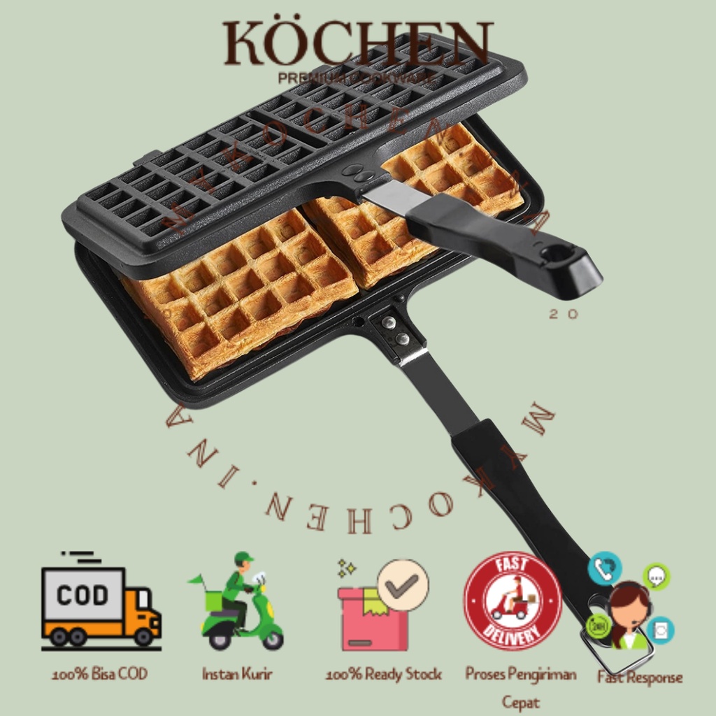 Perabotan Dapur Pan Cetakan Waffle Anti Lengket Manual Bahan Premium By Mykochen.ina