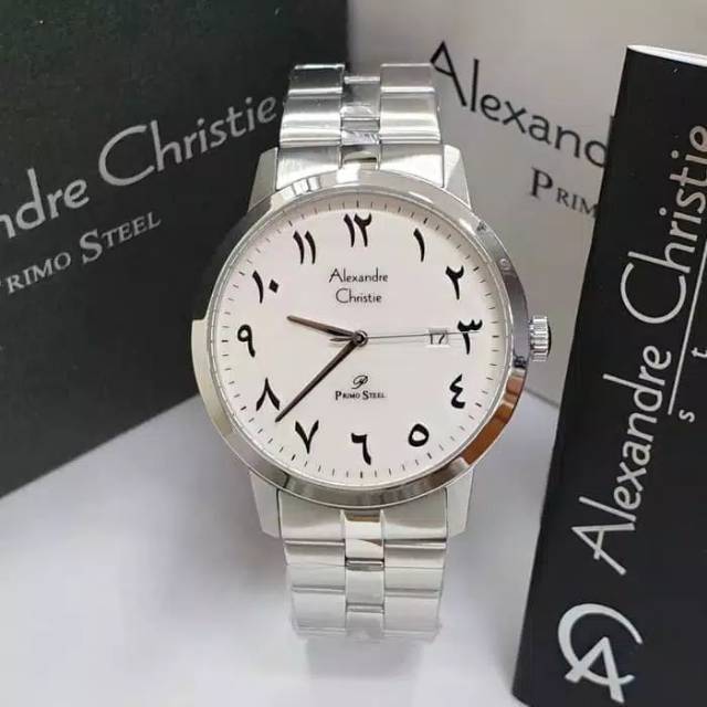 ALEXANDRE CHRISTIE AC 1007 PRIA SILVER WHITE ANGKA ARAB ORIGINAL