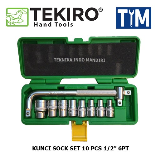 TEKIRO Kunci Sock Set 1/2&quot; 10 PCS 6PT Box Plastik