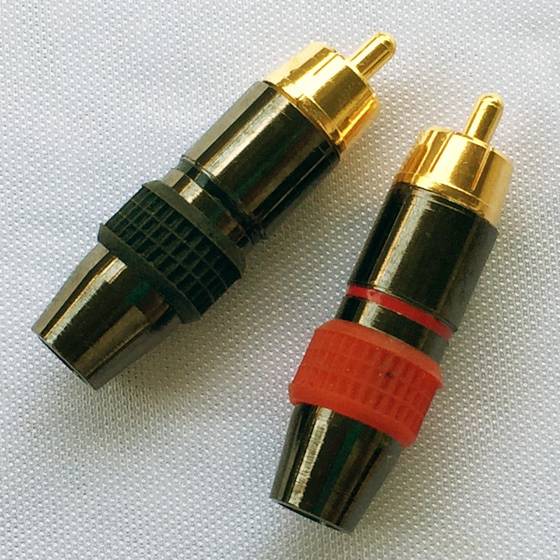 JACK RCA GOLD METAL HITAM RCA PLUG CONNECTOR RCA MALE PER SET