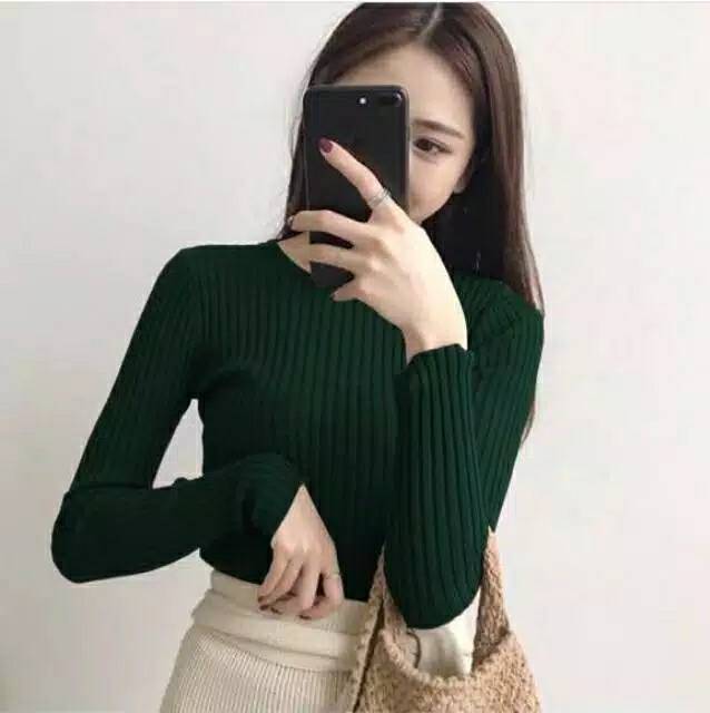 Blouse adzkia rajut 0-neck_atasan sweater rajut