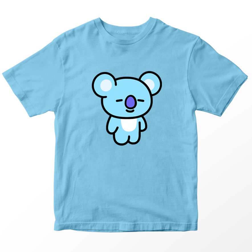 Kaos BT21 BTS Anak Gambar Koya, Warna Biru muda, Umur 1-10 Tahun