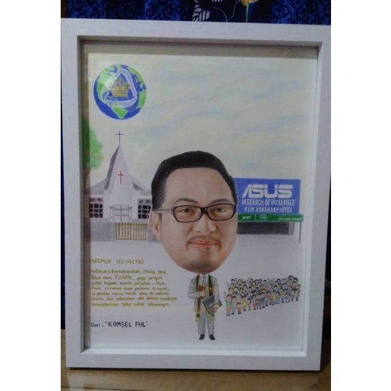 

Jasa sketsa karikatur wajah pensil warna ukuran A4