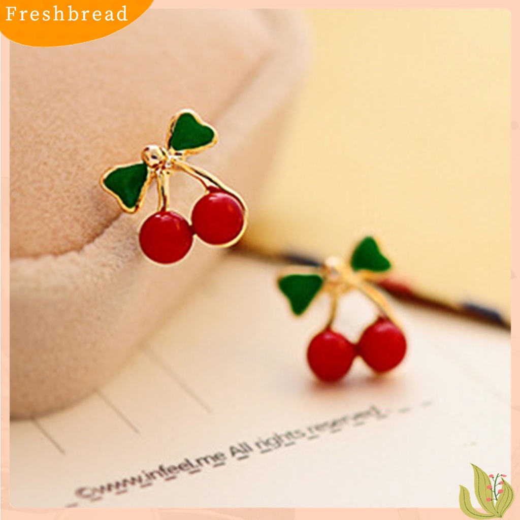 Terlaris 2Pcs Stud Ear Ring Colorful Decorative Golden Color Cherry Stud Earring for Dressing Room