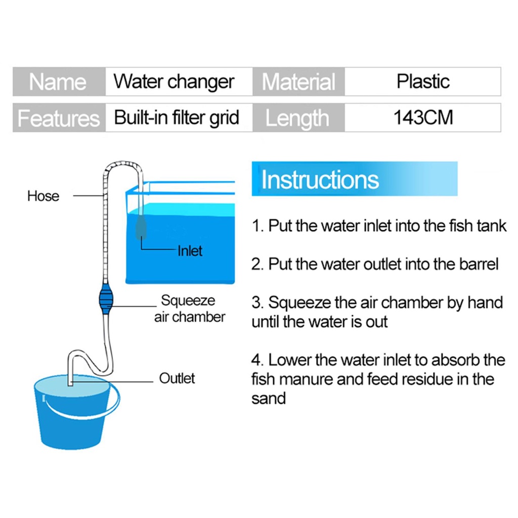 Suyo Filter Pasir Pembersih Tangki Ikan Quick Release